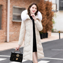 品牌白鸭绒羽绒服女中长款2023年新款冬季时尚洋气加绒保暖外套
