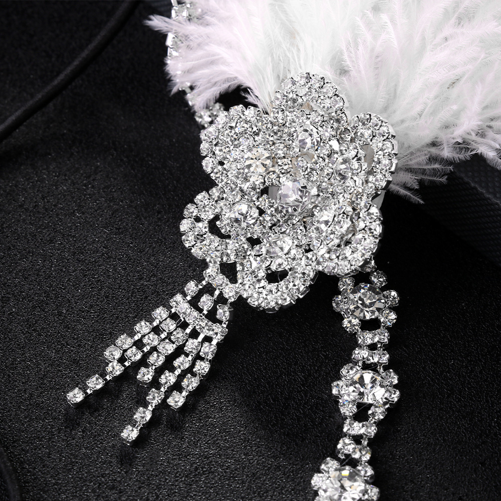 Gatsby exagerado plumas retrógrado diamante bordillo banda de maquillaje accesorios de baile Headwear