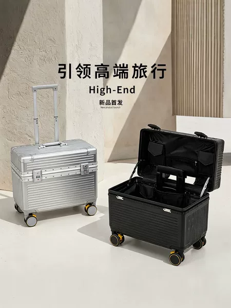 Flip-top photography aluminum frame trolley case, small luggage with universal wheels, camera carry-on case, travel case 21 men's 23