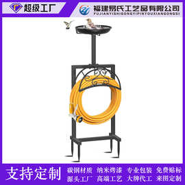 跨境爆款铁艺水管架多功能鸟浴架大型花园软管架金属加厚收纳管