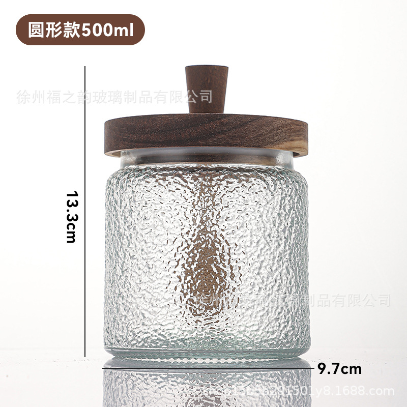 Frasco de almacenamiento de flores de begonia retro de acacia, tanque de miel, barra de agitación transparente con tapa, tanque de vidrio sellado de almacenamiento de cocina