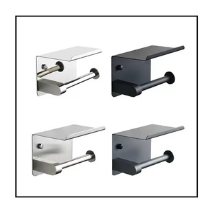 304 Stainless Steel Black Paper Towel Holder Hotel Roll Paper Holder Punch-Free Bathroom Toilet Paper Box Mobile Phone Holder Paper Towel Box