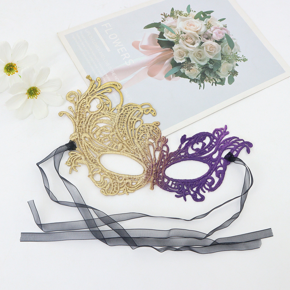 Carnaval transfronterizo encaje máscara de Phoenix dorado púrpura fiesta de cambio de mitad de cara baile de maquillaje máscara de mitad de cara sexy