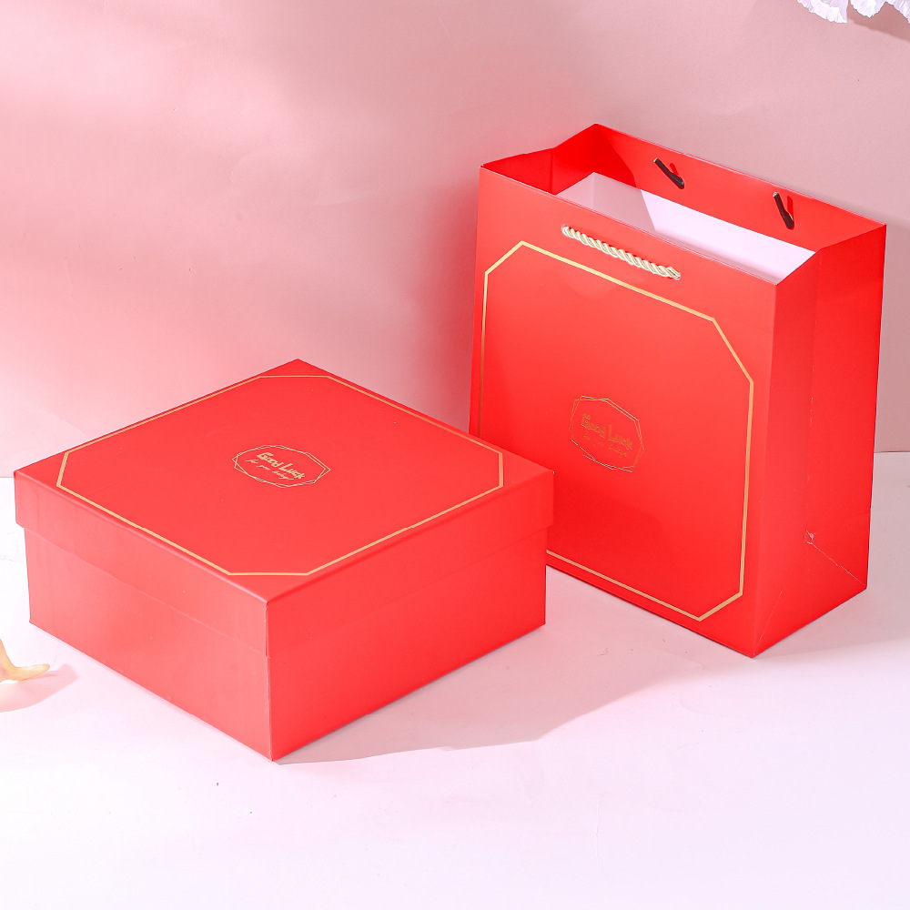 Caja de regalo de boda, caja vacía de alta gama, tamaño grande, estilo moderno, caja cuadrada para regalo de San Valentín, caja de embalaje para regalo con asa.
