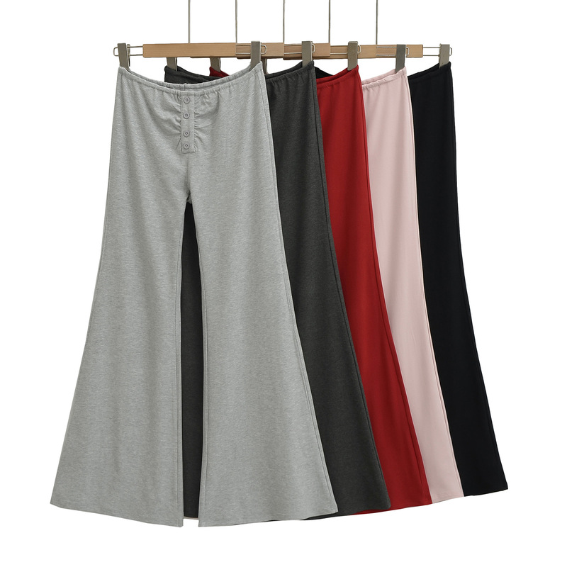 Hot Girl Single-Breasted Sexy Low-Waist Bootcut Pants for Women 2025 Summer Versatile Slim Fit Hip-Hugging Flared Pants Casual Pants
