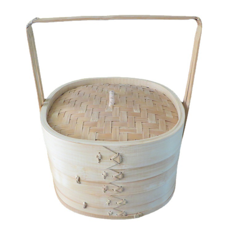 毛竹手提蒸笼 提篮蒸笼手提馒头蒸笼 手工竹笼屉竹制蒸笼蒸锅批发