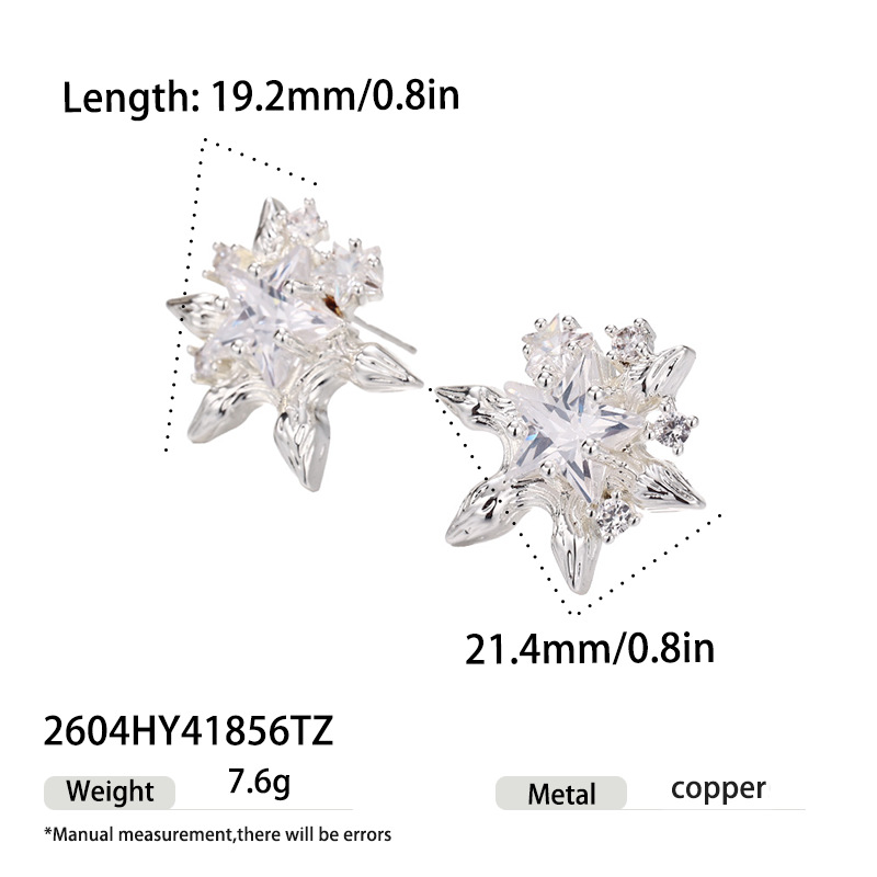Diseñador de nicho de lujo de alto nivel estrellas Zircon estrellas cubiertas de cobre 925 pendientes de plata al por mayor image 7