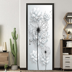 Shangyi 3D Dandelion Flower Entry Door Wardrobe Decorative Wall Sticker Removable Bathroom Renovation Manufacturer Wholesale Door Sticker