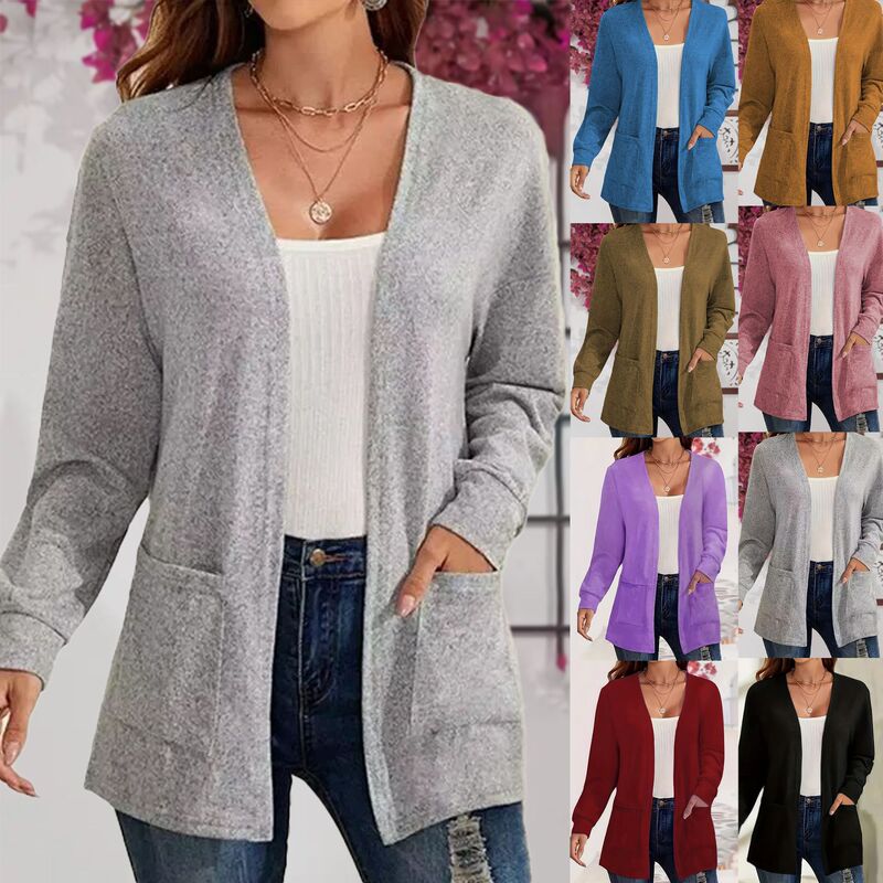 2026 New Spring and Autumn European and American Cross-Border Fashion Thin Knit Loose Plus-Size Women's Long-Sleeve Cardigan Top