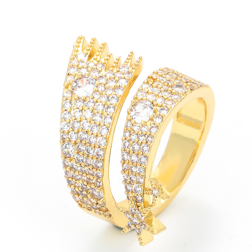 Star Pattern Fashion Star Copper Open Ring Plating Inlay Zircon Copper Rings