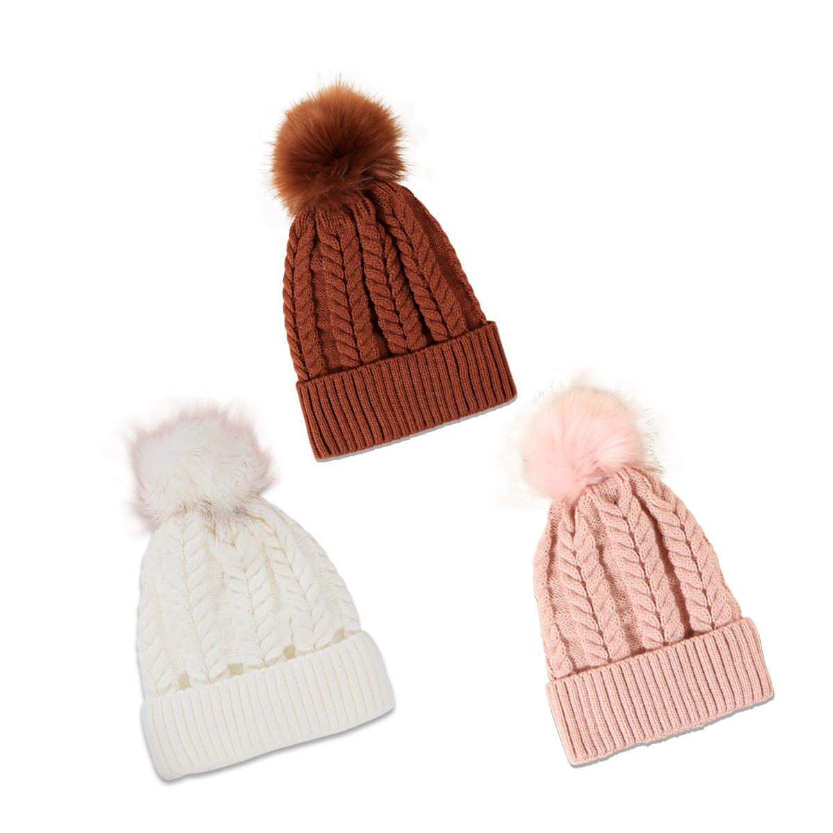Pink Hat Korean Version Of Pure Color Wild Twist Woolen Hat Warm Fashion Hair Ball Trend Knitted Hat New display picture 16