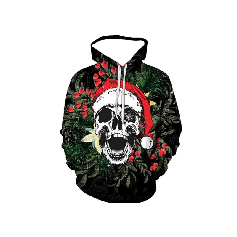 Cross-Border New Men's Round Neck Pullover 3D Printed Casual Christmas Hoodie Sweatshirt