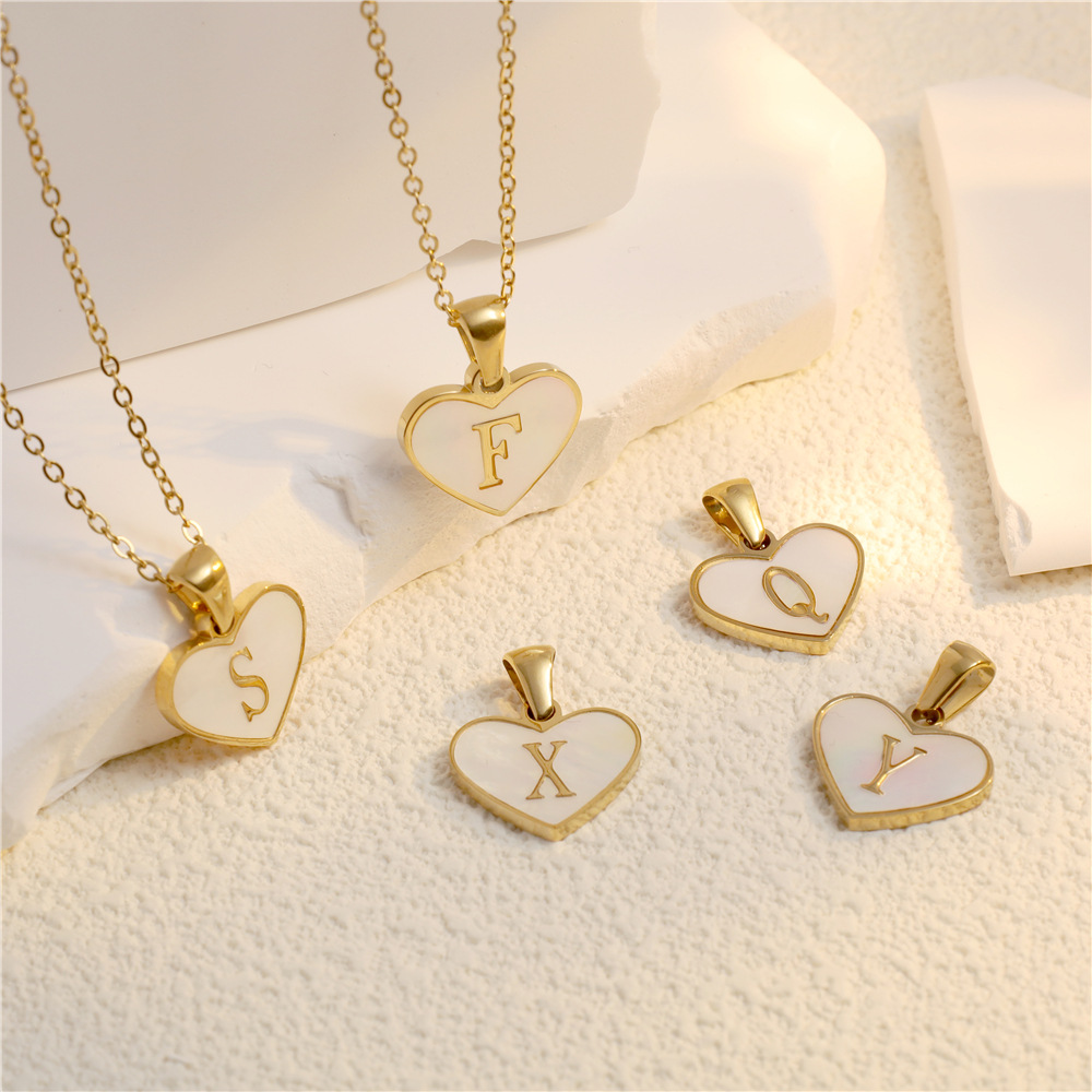 8g Weight 304 Stainless Steel Pendant Material Pendant Necklace Classification 304 Stainless Steel Chain Material cable chain Chain Type 1 Piece Quantity Daily Occasion 304 Stainless Steel Material Letter, Heart Shape Pattern All Seasons Season Women's Gender Polishing Design IG Style Style Wholesale Jewelry IG Style Letter Heart Shape 304 Stainless Steel Polishing Pendant Necklace Cable Chain 7