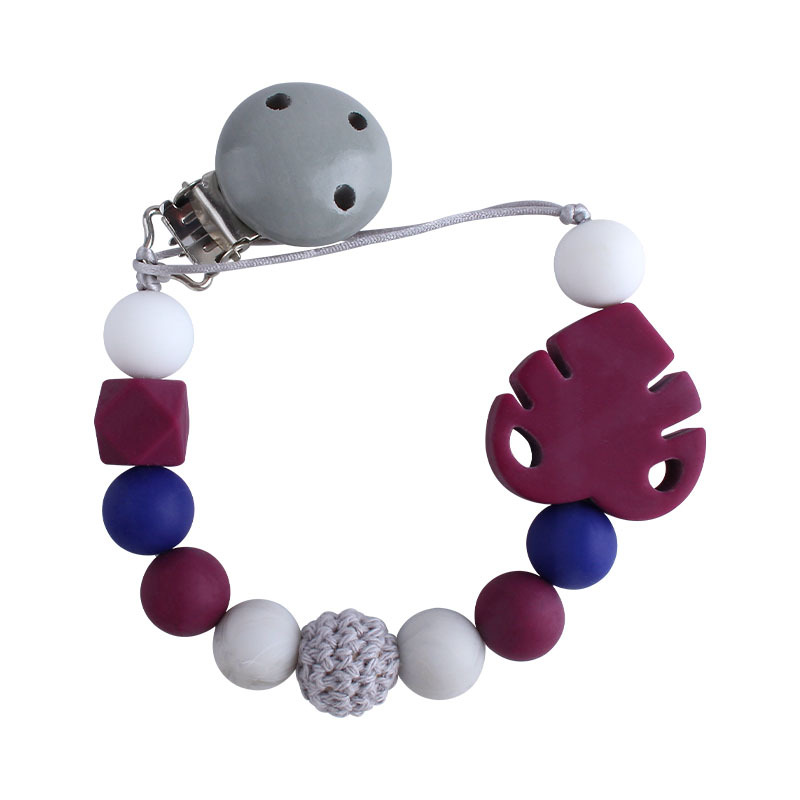 Bebé suministros DIY creativo Hemu chupete clip bebé calmante hoja de silicona molar juguete mordedor chupete cadena