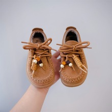 2025冬季新款童鞋男童时尚帅气豆豆鞋韩版真皮加厚保暖女童勃肯鞋