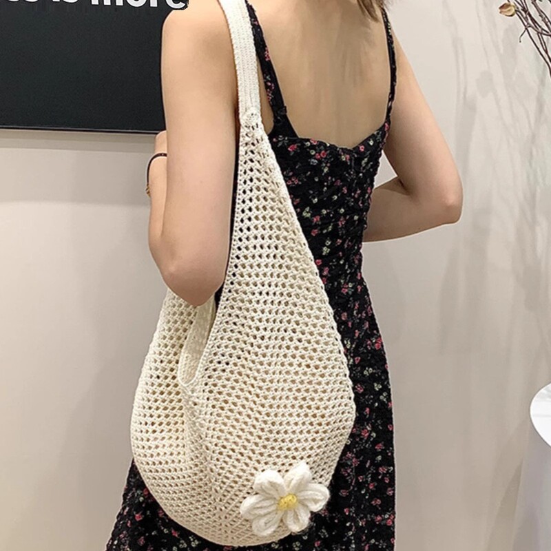 Shoulder Bag Large Capacity Woven Bag Armpit Bag Tote Bag Women's New Summer Seaside Leisure Vacation Woven Beach Bag
