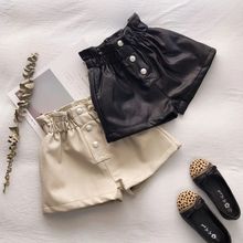 女童秋冬加绒皮短裤高腰韩版秋冬季新款女童装街头潮范儿百搭童装