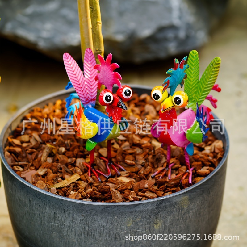 2024 New Amazon Thanksgiving Desktop Colorful Three-Dimensional Rooster Animal Decoration Gardening Ornament Creative