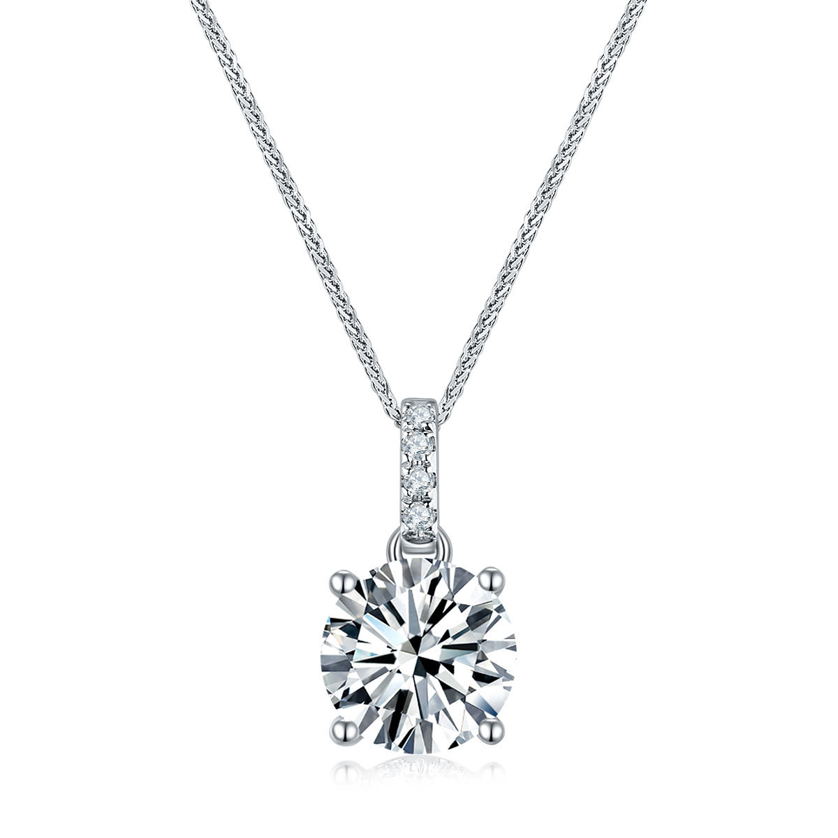 18K Gold Diamond IGI Lab-grown Diamond Necklace for Women, 1-carat Main Diamond Pendant, Rose Gold & White Gold Solo Diamond Clavicle Chain