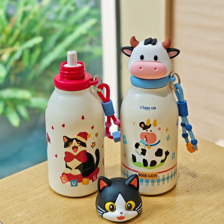 2026 nuevo animal taza de calentamiento lindo taza de perro taza de vaca taza de paja de gato taza de regalo para niños taza