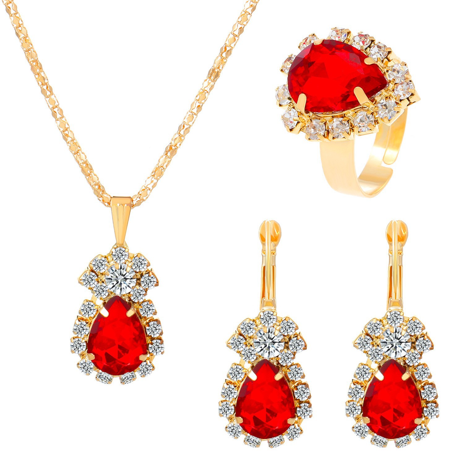 20g Weight Rhinestones Inlay Material Jewelry Set Classification Jewelry Set Quantity Daily Occasion Alloy Material Rectangle Pattern All Seasons Season Women's Gender Plating, Inlay Design Simple Style, Shiny Style Simple Style Shiny Rectangle Alloy Plating Inlay Rhinestones Women's Jewelry Set 8