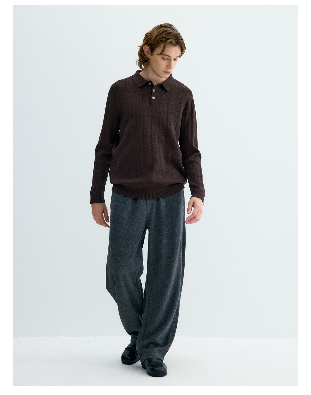 UNF Cable-Knit Polo Sweater