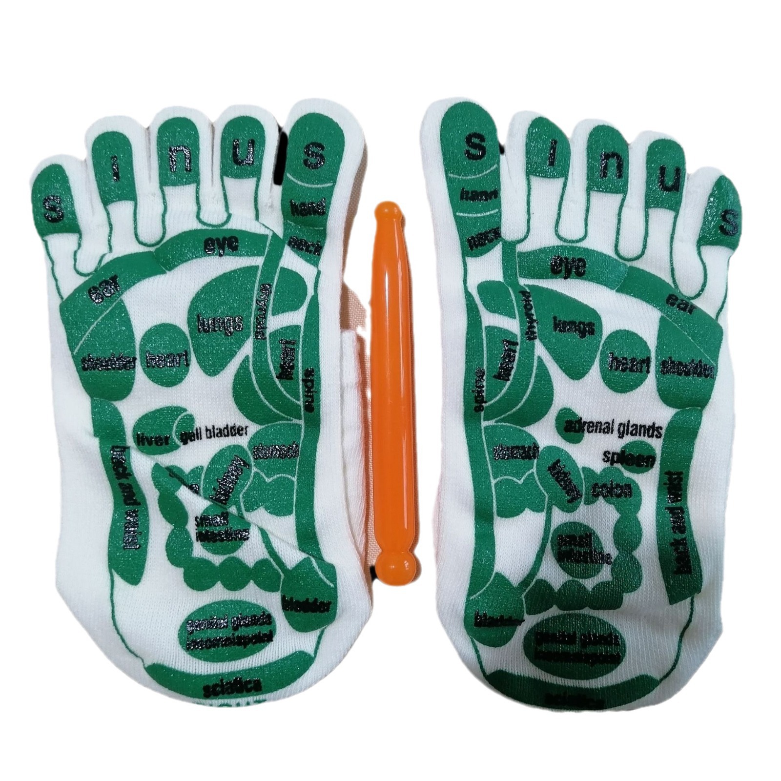 Fabricante inglés de cinco dedos calcetines de cinco dedos punto de acupuntura calcetines de masaje Diagrama de punto de acupuntura calcetines algodón blanco negro Comercio exterior transfronterizo comercio electrónico