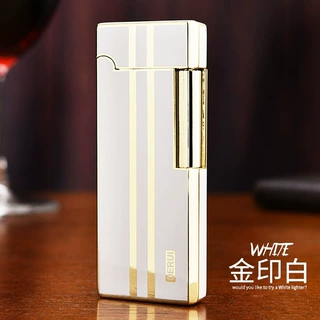得瑞超薄郎声老式打火机充气砂轮侧滑礼盒包装复古点烟器高档男士
