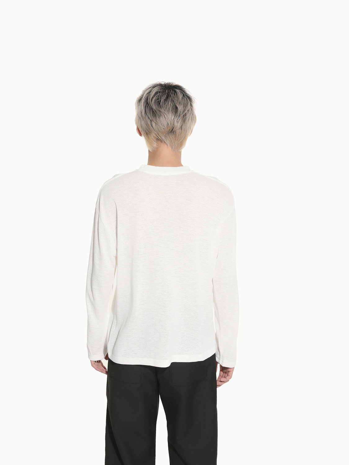 MTLCLOTHES Hombres| Coreano de color sólido cuello redondo hoodie casual diario suelto fondo camisa de punto de manga larga moda