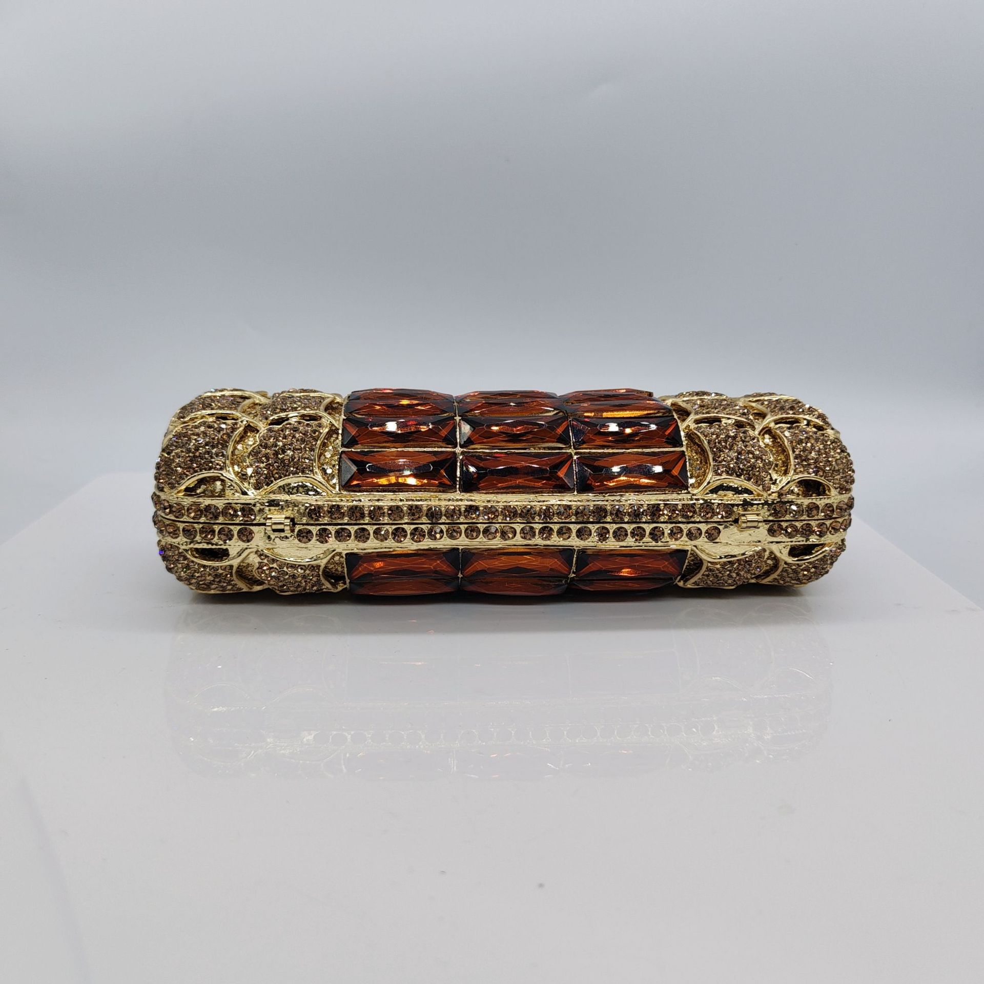 Túi clutch nữ đính đá vàng chanh dự tiệc cao cấp — vàng chi tiết 1