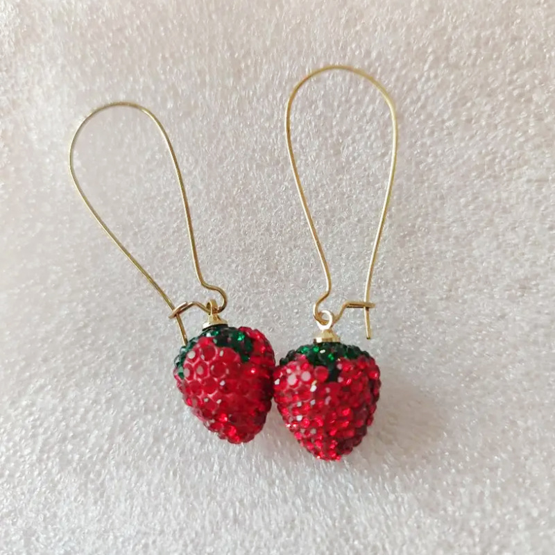 Zircon Inlay Material Drop Earrings Classification 1 Pair Elegant Modern Style Strawberry Plating Alloy Zircon Drop Earrings