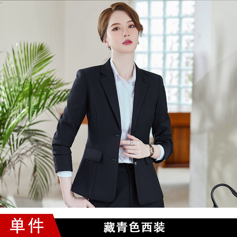 女性用黒スーツ、春秋プロフェッショナルフォーマルスーツ、高級公務員職場面接作業服|undefined