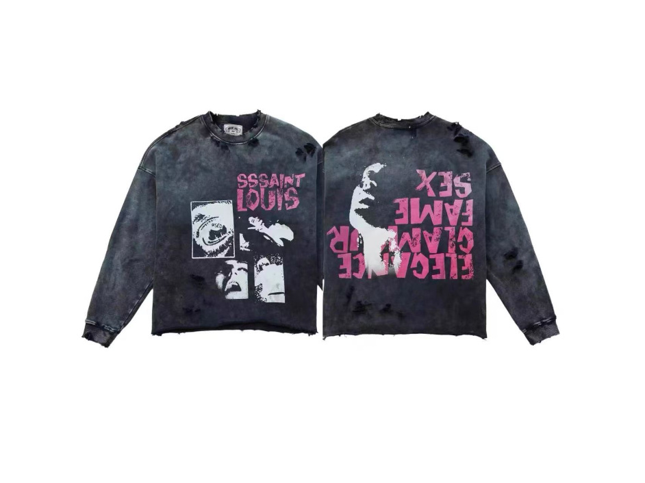 Felpa girocollo unisex casual nera con slogan invertito_voghion.com