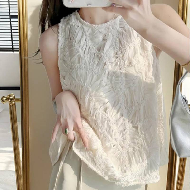 洋气减龄时尚套装搭配女夏季新款温柔风镂空上衣高腰半身裙两件套|undefined