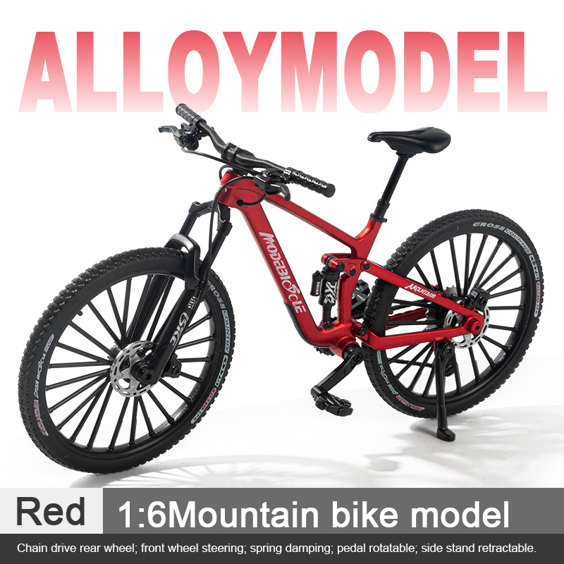 Colección de modelos de automóviles transfronterizos de simulación de aleación de bicicleta de amortiguación delantera y trasera modelo de bicicleta de montaña modelo de vehículo de carretera