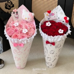 卓兰2025七夕情人节hello kitty鲜花包装纸150克白牛皮花艺包花纸
