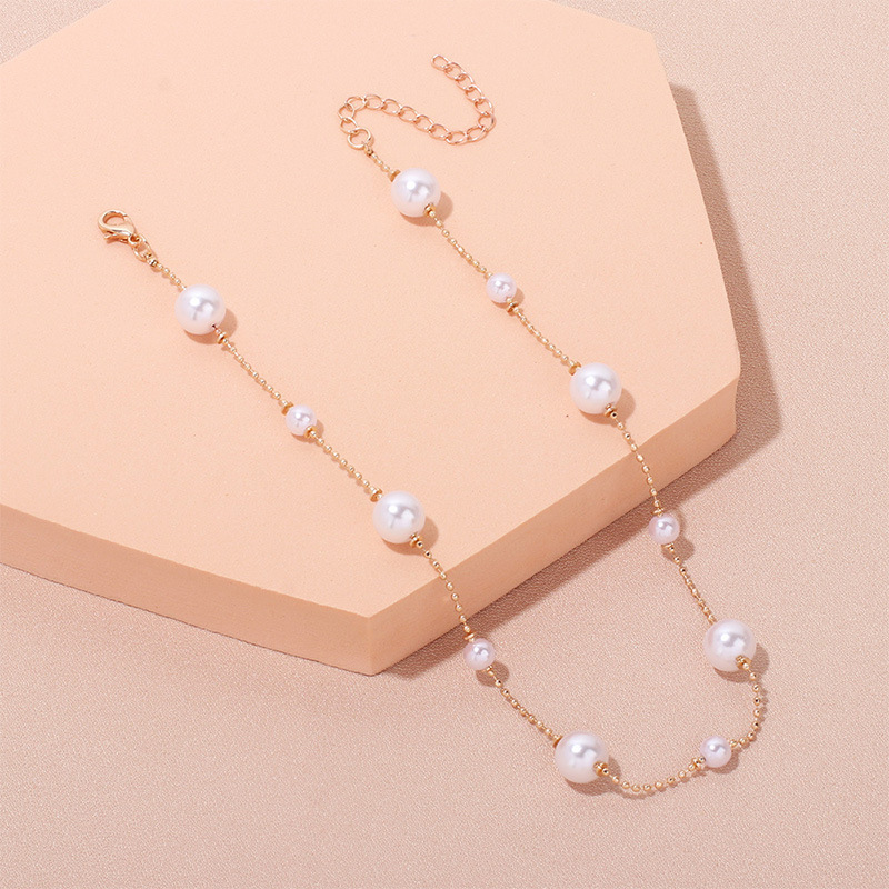 Artificial Pearls Inlay Material Necklace Classification Elegant Geometric Alloy Plating Artificial Pearl Necklace