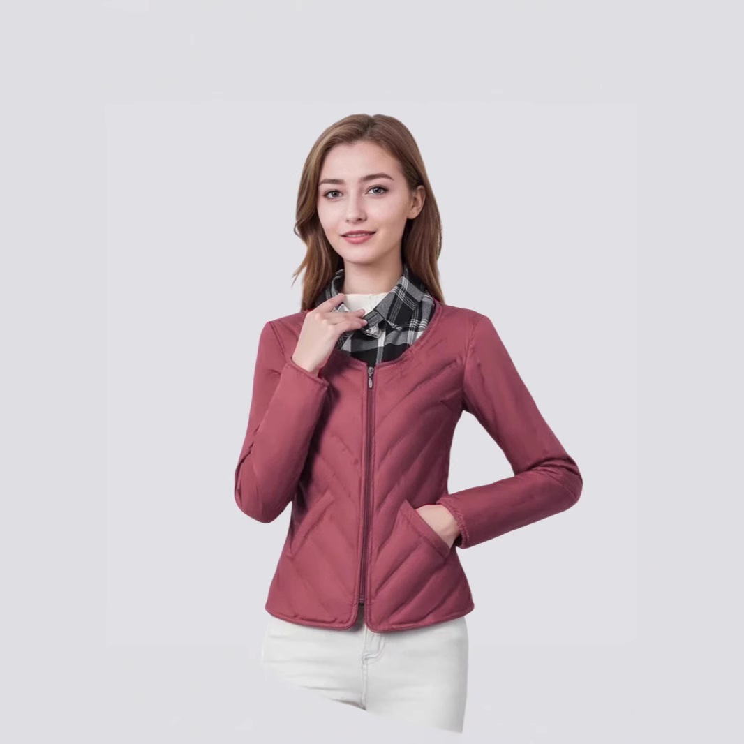 여성용 경량 다운 재킷, 가벼운 숏 스타일, 2025 가을 겨울 신상, 화이트 덕다운, 슬림핏, 밀착형 이너웨어 재킷