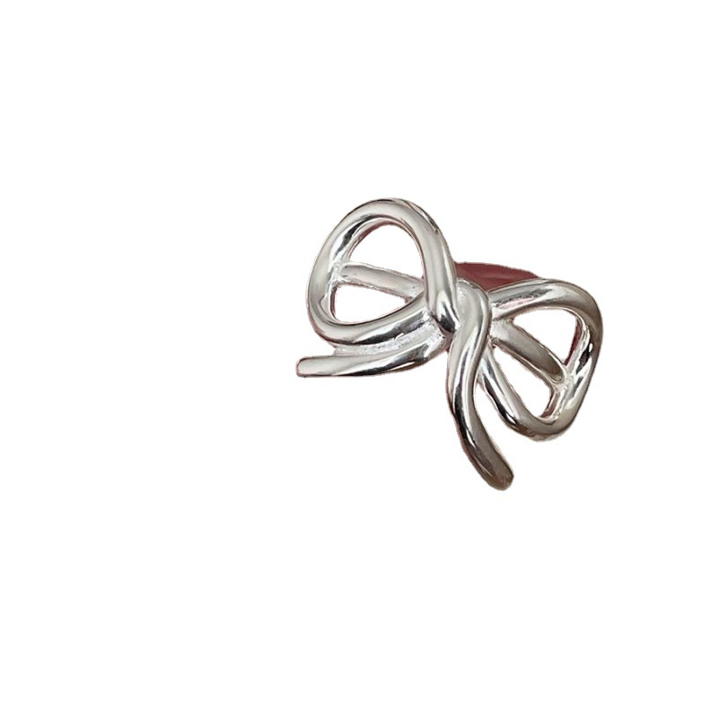 Dulce fresco arco anillo de Las Mujeres simple línea geométrica sinuoso S925 Plata anillo abierto apilados ins anillo de dedo índice