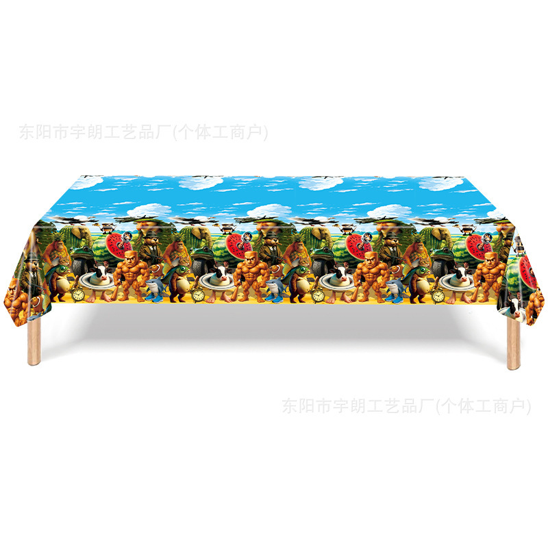 跨境新款山海经派对纸盘桌布卡通儿童生日装饰餐具用品布置套装|undefined