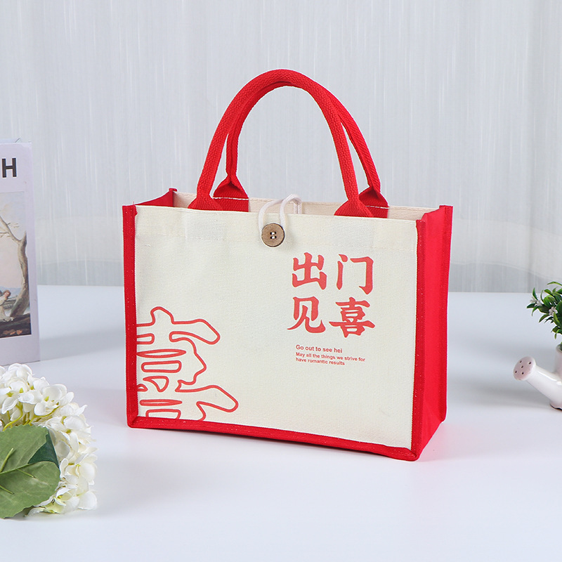 Bolsa de mano tridimensional de lona Bolsa de lona de asistencia de estudiante de gran capacidad personalizada Bolsa de almacenamiento de compras de ropa de centro comercial