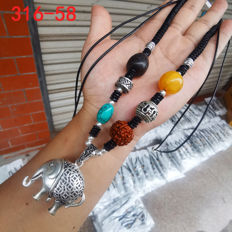 316仿古银项链毛衣链女饰品民族风复古抖音直播暴手工编绳艺长款|undefined