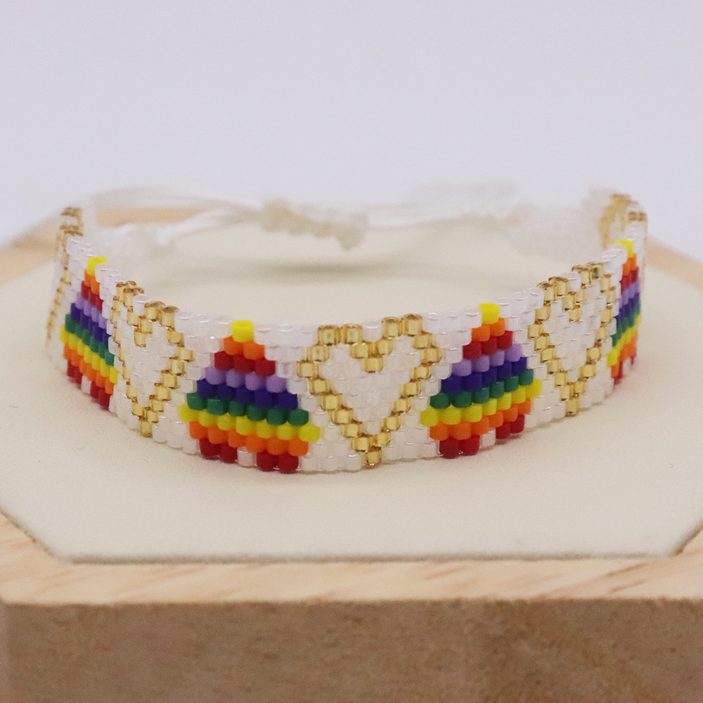 1 Piece Quantity Bohemian Heart Shape Glass Knitting Women's Bracelets 1 Piece