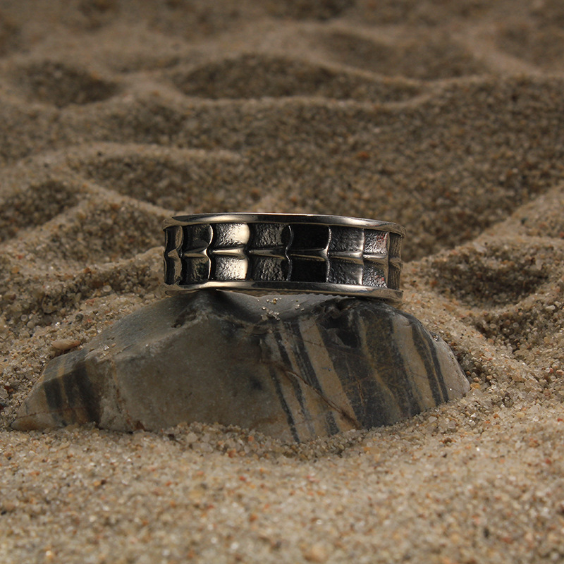 Qishang COLIMIDA "Scale Pattern" For Men, Unique Vintage Handmade Index Finger Ring, Fashionable Single Ring_voghion.com