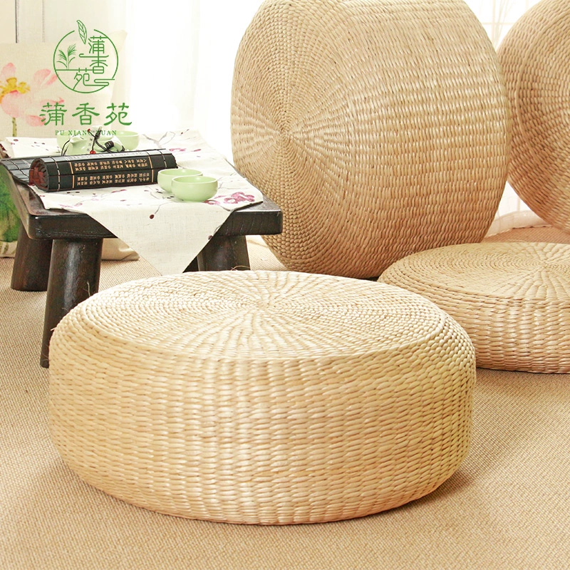 Японский стиль гостиная футон Подушка пол круглый коврик пол медитация Будда медитация солома татами залив окно дом