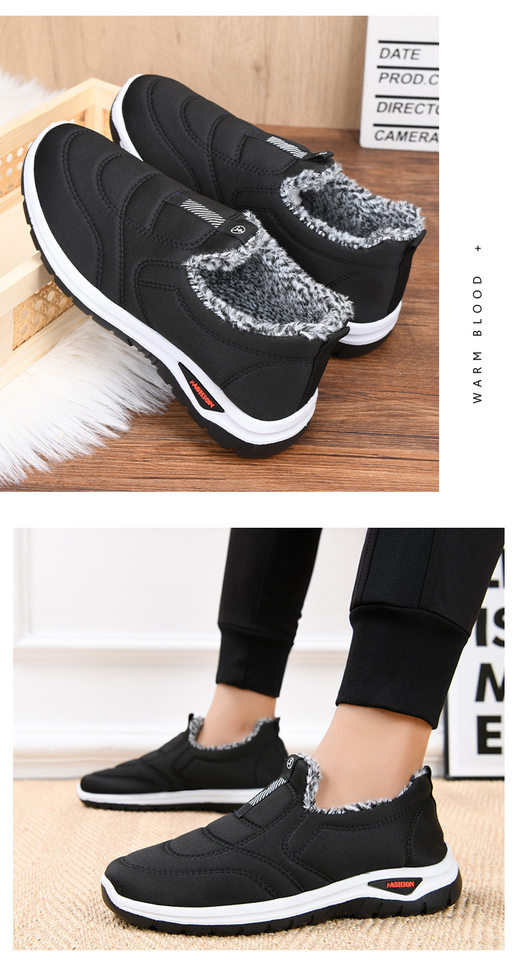 Giày vải bạt nam cổ thấp lót nhung giữ ấm, giày đi bộ đế bằng chống trượt — D09 nam cotton-màu xanh, D09 nam cotton-đen chi tiết 13