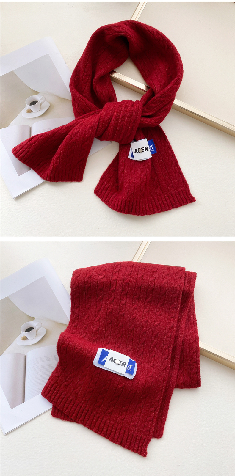 Double-sided Scarf Female Autumn And Winter Knitted Wool Thickened Warm Long Sacrf display picture 2