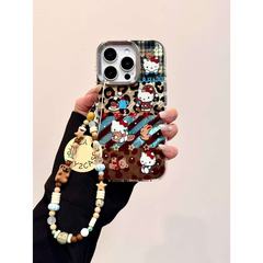 可爱卡通拼接锡纸纹豹纹Kitty小免IMD手机壳适用iPhone16151413壳