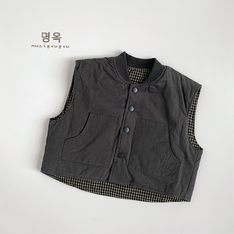 Chaleco de algodón de doble cara 2025, nuevo invierno para niños y niñas, chaleco caliente para niños pequeños y medianos, moda coreana