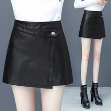 品牌秋冬季新款海宁短裤女绵羊皮裤高腰修身显瘦直筒靴裤裙裤